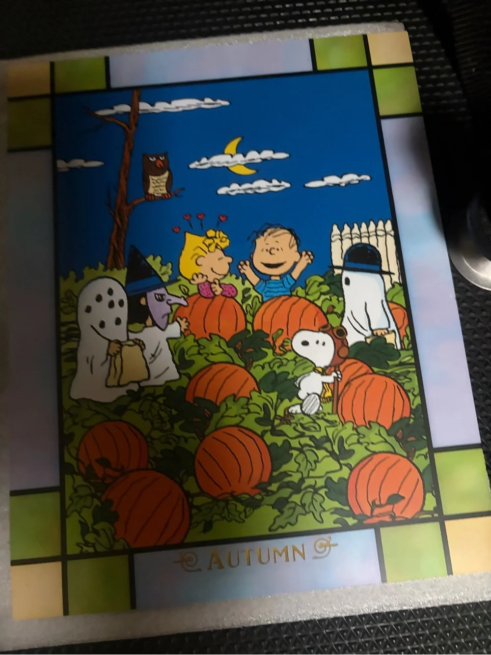 Peanuts Wall Clock and Seasonal Panels — Brown, Blue, Green, White